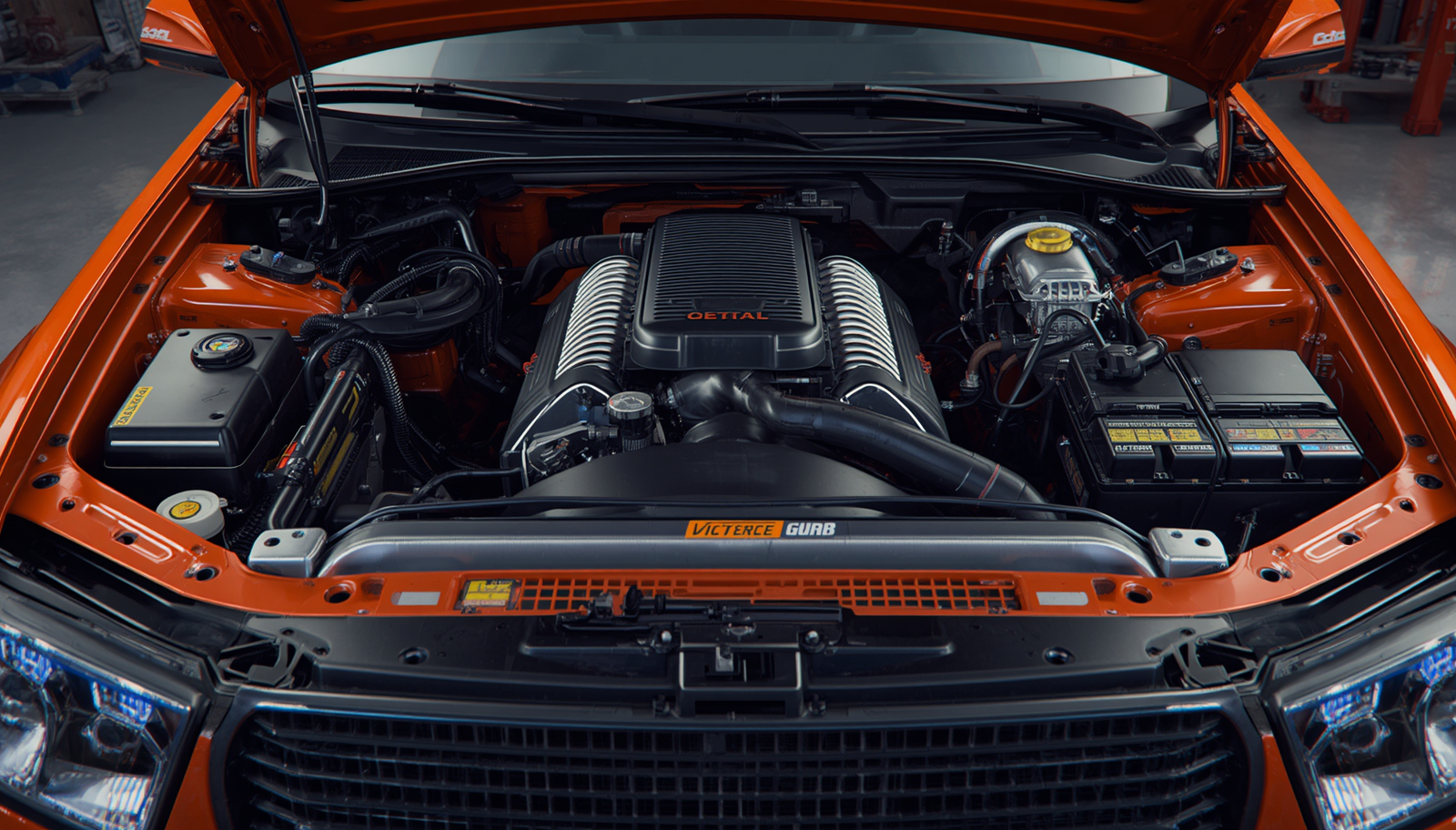 radiator fan and AC condenser in engine bay